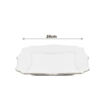 Danny Home Opal Glass Square Dessert Plate Set White with Gold Edge – 7 Pieces | 1 Large 35cm Plate + 6 Small 25cm Plates (Break-Resistant) - Image 2