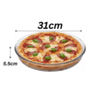 صينية بيتزا زجاجية للفرن من بوركام، 31 سم - طبق خبز زجاجي دائري مقاوم للحرارة للبيتزا والمعجنات والطهي في الفرن - صنع في تركيا - الصورة 3