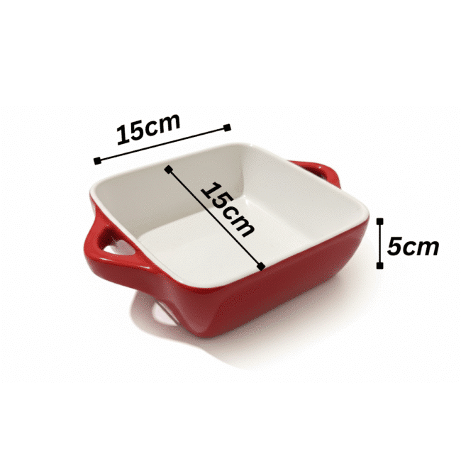 Square Porcelain Oven Dish 15×15 cm – Heat-Resistant Baking Dish with Side Handles for Gratin, Pasta, Desserts & Oven Cooking - Image 3