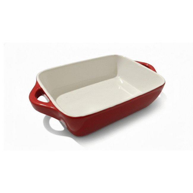 ⁦طاجن فرن بورسيلين مستطيل 19 × 13.5 سم باللون الأحمر، صينية لازانيا وفرن صغيرة بمقابض، مثالي للمكرونة والحلويات⁩ - الصورة ⁦3⁩