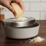 مبشرة جبن صغيرة من الستانلس ستيل مع علبة حفظ، مبشرة يدوية مدمجة للثوم والزنجبيل وجبن البارميزان والشوكولاتة لون رصاصي - الصورة 4