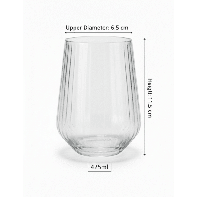 Pasabahce Allegra Focus Glasses 425 ml – Set of 3, Bulgarian Made Premium Clear Glass Cups with Optic Design for Juice, Water & Cold Beverages - Image 3