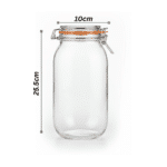 ⁦برطبان تخزين زجاجي أسطواني من داني هوم - سعة 2 لتر | غطاء محكم الإغلاق بمشبك مع حلقة سيليكون⁩ - الصورة ⁦3⁩