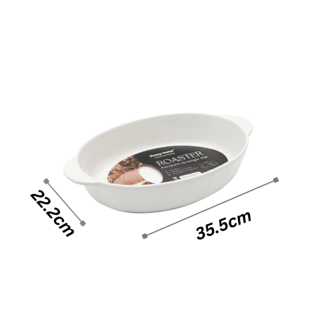 Danny Home Premium Large Porcelain Oval oven Roaster – (35.5*22.2*7.6cm) Oven-to-Table White Serving Ware - Image 2