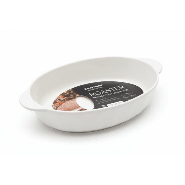 Danny Home Premium Large Porcelain Oval oven Roaster – (35.5*22.2*7.6cm) Oven-to-Table White Serving Ware - Image 3