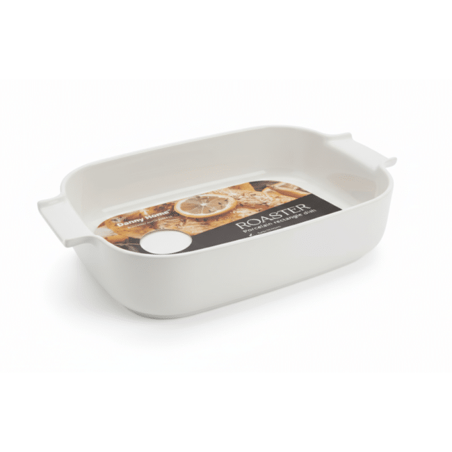 Danny Home Premium Large Porcelain Rectangular oven Roaster Dish –( 34*21.7cm)Elegant Oven-to-Table Serving Ware - Image 2