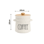 ⁦طقم برطمانات تخزين من البورسلين للقهوة والشاي والسكر – مع أغطية وصينية من الخيزران⁩ - الصورة ⁦7⁩