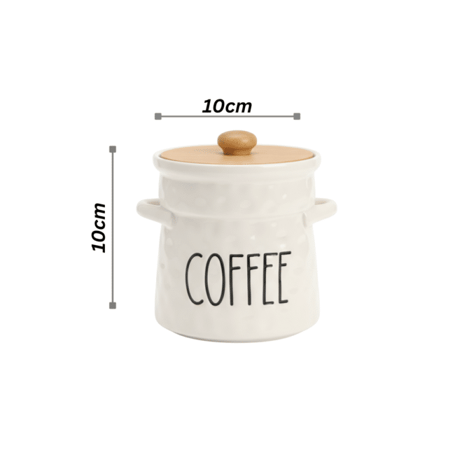 ⁦طقم برطمانات تخزين من البورسلين للقهوة والشاي والسكر – مع أغطية وصينية من الخيزران⁩ - الصورة ⁦7⁩