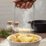 Stainless Steel Potato Masher with Brown Silicone Handle – Heavy-Duty Manual Masher for Potatoes, Vegetables & Purees - Image 3