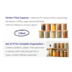 Set of 10 Glass Spice Jars with Airtight Bamboo Wooden Lids – 175ml Clear Storage Containers for Spices, Herbs & Seasonings – Kitchen Organization Jars - Image 5