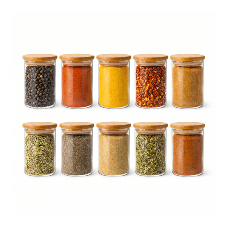 10 Glass Spice Jars