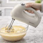 ⁦خلاط يدوي داني هوم بقوة 150 واط - مضرب كهربائي بخمس سرعات مع وظيفة توربو وزر فصل، مضارب من الفولاذ المقاوم للصدأ، خلاط مطبخ خفيف الوزن للخبز والكريمة والبيض وعجين الكيك⁩ - الصورة ⁦2⁩