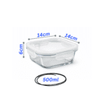 Danny Home 500ml Borosilicate Square Glass Food Storage Container with Leak-Proof Lid – Oven & Microwave Safe (Lid Removed) - Image 2