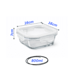 Danny Home 800ml Borosilicate Square Glass Food Storage Container with Leak-Proof Lid – Oven & Microwave Safe (Lid Removed) - Image 2