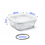 Danny Home 1100ml Borosilicate Square Glass Food Storage Container with Leak-Proof Lid – Oven & Microwave Safe (Lid Removed) - Image 3