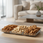 ⁦طبق تقديم زجاجي أنيق مقسم من باشاباشي، 27.6 × 16.2 سم - صينية تقديم مستطيلة شفافة مقسمة للمكسرات والوجبات الخفيفة والفواكه والمقبلات - صنع في تركيا⁩ - الصورة ⁦4⁩