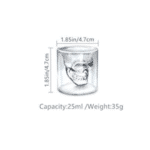 Skull Double Wall Espresso Shot Glass 25ml (1oz) – Clear Insulated Coffee Shot Cup, Mini Espresso Glass with 3D Skull Design, Unique Novelty Drinkware 4.7cm, Gift Idea - Image 2