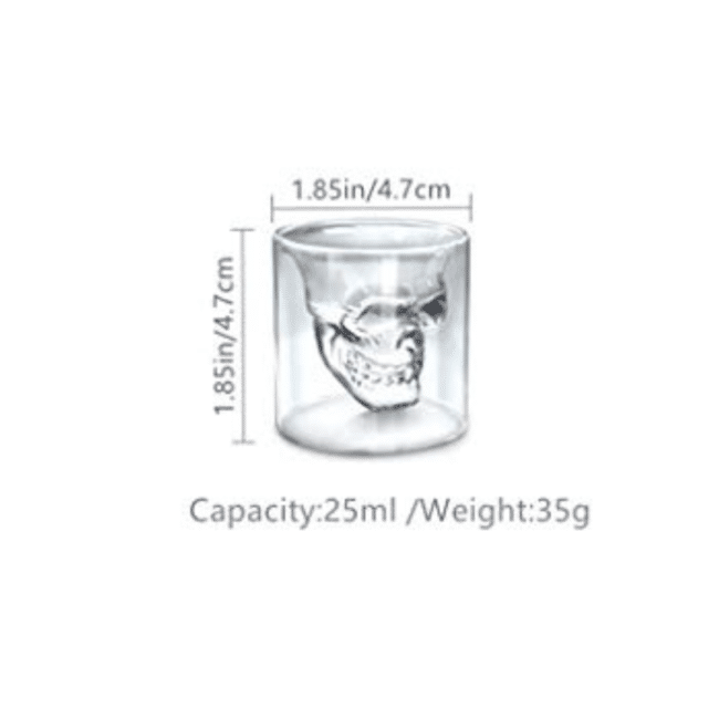 Skull Double Wall Espresso Shot Glass 25ml (1oz) – Clear Insulated Coffee Shot Cup, Mini Espresso Glass with 3D Skull Design, Unique Novelty Drinkware 4.7cm, Gift Idea - Image 2