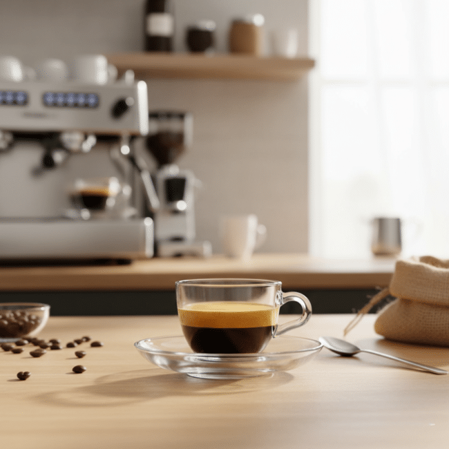 ⁦طقم فناجين قهوة وإسبريسو باشاباشي الأساسي مكون من 12 قطعة - 6 فناجين زجاجية (85 مل) و6 صحون متناسقة - صنع في تركيا -⁩ - الصورة ⁦3⁩