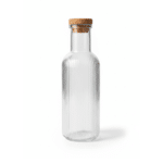 Glass Water Bottle 1 Liter with Natural Cork Lid – Reusable Clear Vertical Ribbed Glass Drinking Bottle, Leak-Resistant - Image 2