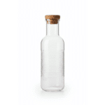 Glass Water Bottle 1 Liter with Natural Cork Lid – Reusable Clear Ribbed Glass Drinking Bottle, Leak-Resistant - Image 2