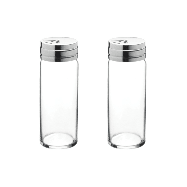 ⁦طقم شيكر ملح وفلفل زجاجي كبير من باشاباشي - سعة 240 مل (8.1 أونصة) - موزعات توابل قابلة لإعادة التعبئة مع أغطية من الفولاذ المقاوم للصدأ - صنع في بلغاريا - طقم من قطعتين⁩ - الصورة ⁦3⁩