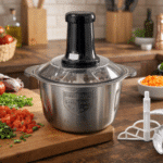 Manual Hand Chopper 2L – Stainless Steel Bowl Food Processor – Heavy Duty Vegetable, Meat & Nut Cutter with Multi-Blade System - Image 2