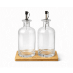 Danny Home Oil and Vinegar Dispenser Bottle Set 500ml  with Airtight Pour Spout & Acacia Wood Coaster - Image 2