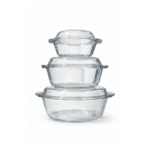 Borcam Oven Glass Casserole Set with Lids (3 Pieces) – Turkish Made Heat Resistant Glass Bakeware Set (2100ml, 1450ml, 840ml) – Oven, Freezer & Dishwasher Safe - Image 4