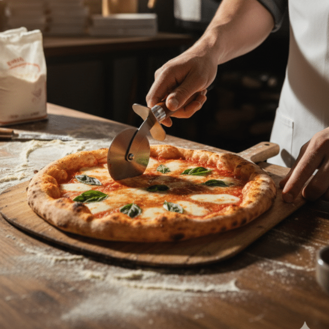 Professional 21cm Pizza Cutter Wheel with Ergonomic Wooden Handle - Image 2