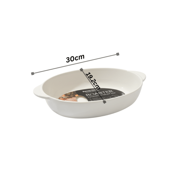 Danny Home Premium Porcelain Oval oven Roaster – (30*19.2*6.5cm) Oven-to-Table White Serving Ware - Image 3