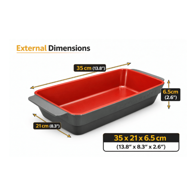 Danny Home Rectangle Porcelain Oven Casserole Dish 35 x 21 x 6.5 cm – Large Ceramic Baking Dish with Handles, Deep Roasting & Lasagna Pan, Oven Safe Bakeware for Kitchen - Image 3