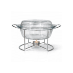 Borcam Round Glass Casserole with Cover & Silver Stand - 2100ml-Turkey Made - Image 3