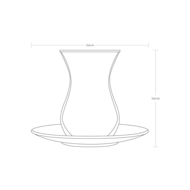 ⁦طقم شاي تركي باشاباشي تايم ليس مكون من 12 قطعة - 6 أكواب استكانا (170 مل) و6 صحون متناسقة - صنع في تركيا⁩ - الصورة ⁦4⁩