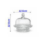 ⁦تمرية حلوى زجاجي عتيق بغطاء - مرطبان تخزين أنيق من الزجاج المقطوع بمقبض - طبق حلوى مزخرف خالٍ من الرصاص للتمر والمكسرات والحلويات - 12.5 سم⁩ - الصورة ⁦3⁩