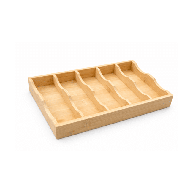 ⁦صينية تنظيم النظارات الشمسية المصنوعة من الخيزران - حامل تخزين للنظارات والساعات والإكسسوارات بخمسة فتحات، صينية عرض خشبية للأدراج والخزائن وسطح المكتب⁩ - الصورة ⁦3⁩