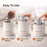 مطحنة قهوة كهربائية منزلية من داني – مطحنة حبوب قهوة بلمسة واحدة بشفرات من الفولاذ المقاوم للصدأ، مطحنة قهوة صغيرة وسريعة للإسبريسو والقهوة المقطرة والقهوة الفرنسية - الصورة 4