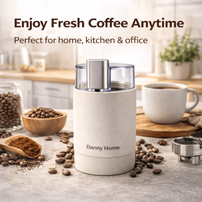 ⁦مطحنة قهوة كهربائية منزلية من داني – مطحنة حبوب قهوة بلمسة واحدة بشفرات من الفولاذ المقاوم للصدأ، مطحنة قهوة صغيرة وسريعة للإسبريسو والقهوة المقطرة والقهوة الفرنسية⁩ - الصورة ⁦3⁩