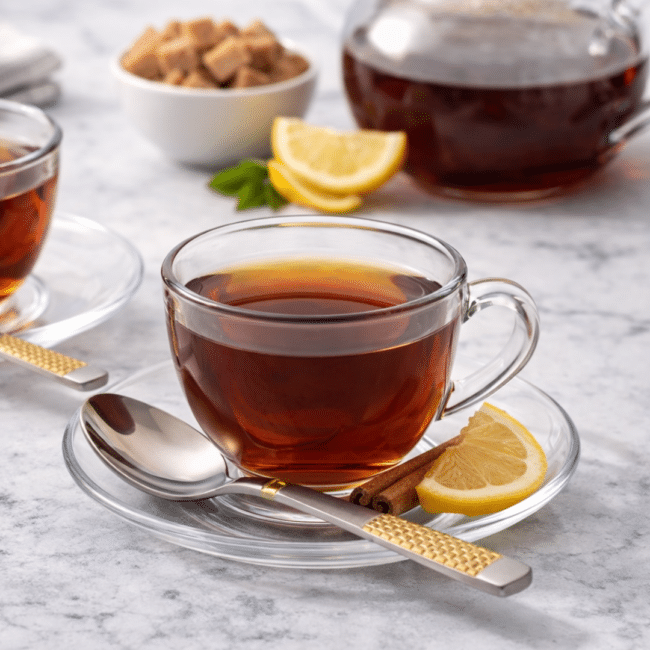 ⁦طقم ملاعق شاي فاخر للقهوة والشاي - ملاعق حلوى من الفولاذ المقاوم للصدأ بمقابض ذهبية، طولها 15 سم، طقم من 6 قطع، أدوات مائدة أنيقة لوقت الشاي، الكابتشينو، الإسبريسو والحلويات.⁩ - الصورة ⁦2⁩