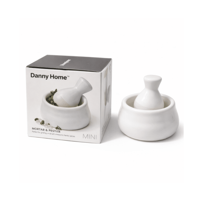 Danny Home Mini Porcelain Mortar & Pestle – Small Ceramic Herb & Spice Grinder – Garlic, Pepper & Seasoning Crusher - Image 4