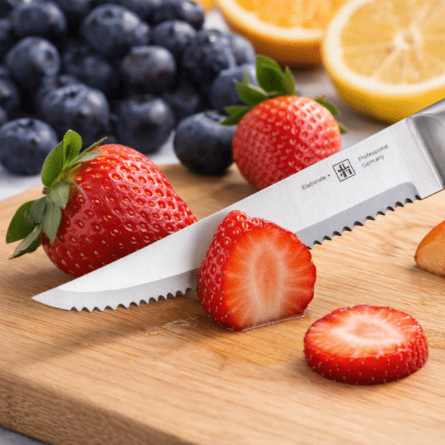 Serrated Utility Knife 21 cm Stainless Steel Blade – Ultra Sharp Fruit & Bread Knife with Ergonomic Non-Slip Handle - Image 3