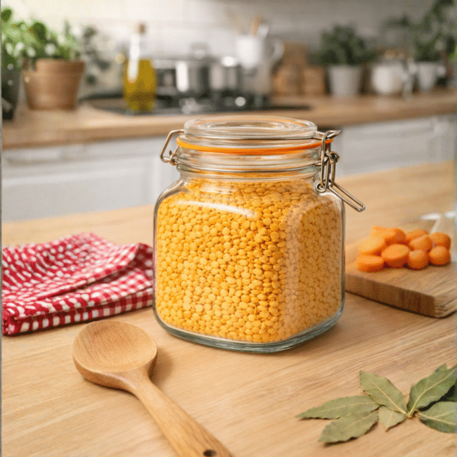 Danny Home 1L Square Glass Storage Jar with Airtight Lid - Image 2