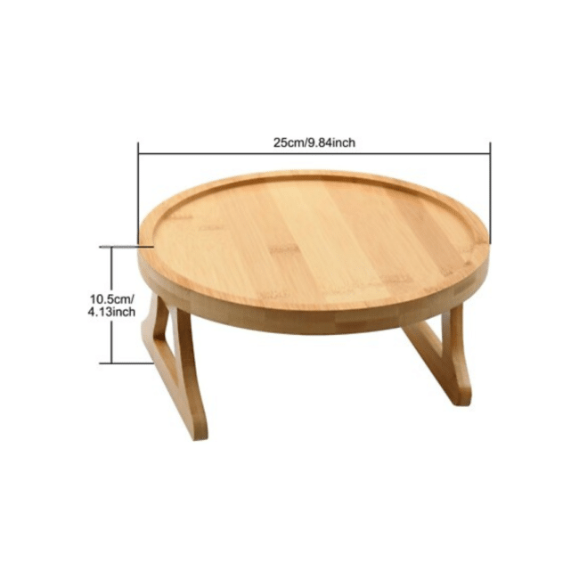 Bamboo Sofa Arm Tray Table Clip-On – Foldable Sofa Armrest Table, Wooden Couch Side Table, Space Saving Snack & Drink Holder - Image 2