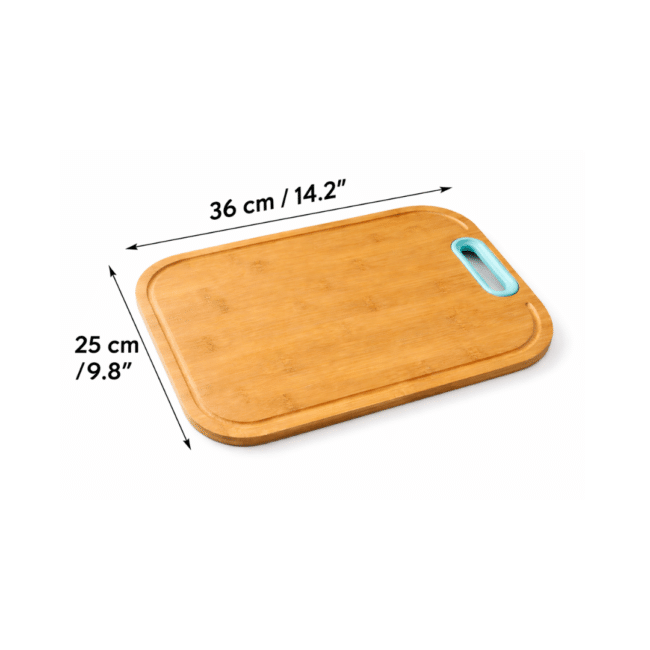 ⁦لوح تقطيع من الخيزران 36 × 25 سم - لوح تقطيع خشبي كبير مزود بمجرى للعصارة ومقبض - لوح تحضير متين للمطبخ⁩ - الصورة ⁦4⁩