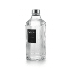 Clear Ribbed Square Glass Bottle