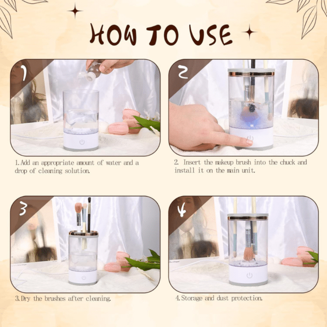 Electric Makeup Brush Cleaner & Dryer – Automatic USB Brush Washing Machine, Cosmetic Brush Cleaner with One-Touch Control, Fast Cleaning & Drying Tool - Image 5