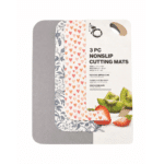 Nonslip Flexible Plastic Cutting Mats Set – 3Pcs Multicolor Sizes- Grey