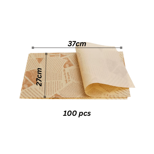 Greaseproof Food Wrapping Paper Sheets – 37 × 27 cm (100 Pieces) – Newspaper Print - Image 7