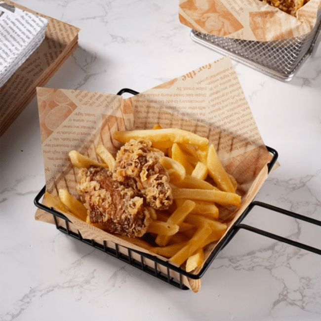 Greaseproof Food Wrapping Paper Sheets – 37 × 27 cm (100 Pieces) – Newspaper Print - Image 4