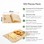 Greaseproof Food Wrapping Paper Sheets – 37 × 27 cm (100 Pieces) – Newspaper Print - Image 3